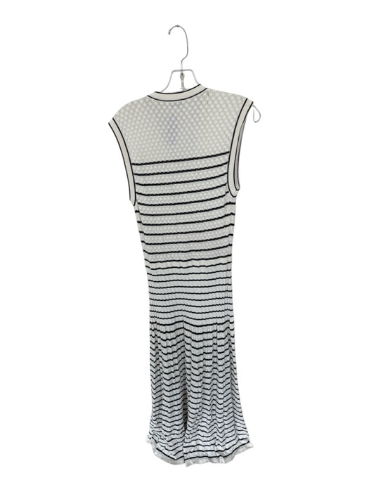 Sandro Size 40 Ivory & Black Viscose Sleeveless Knit Striped Maxi Dress Ivory & Black / 40