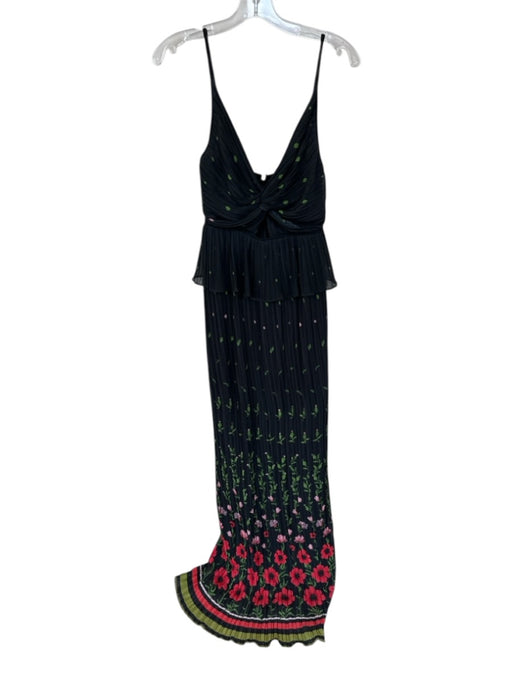 Sabina Musayev Size M Black & Green Spaghetti Strap Botanical Dress Black & Green / M