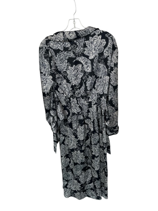 Shoshanna Size 6 Black & Gray Silk Long Sleeve Flowers Button Down Dress Black & Gray / 6