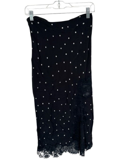 A.L.C. Size S Black & White Viscose Side Zip Polka Dot Lace Detail Maxi Skirt Black & White / S