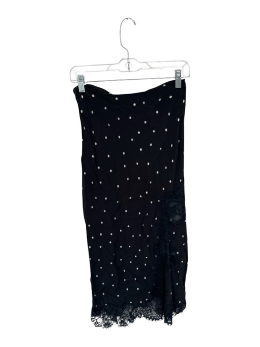 A.L.C. Size S Black & White Viscose Side Zip Polka Dot Lace Detail Maxi Skirt Black & White / S