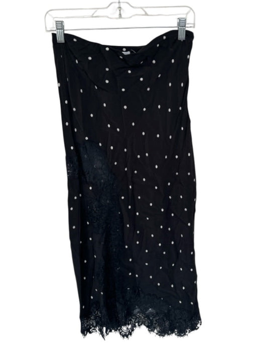 A.L.C. Size S Black & White Viscose Side Zip Polka Dot Lace Detail Maxi Skirt Black & White / S