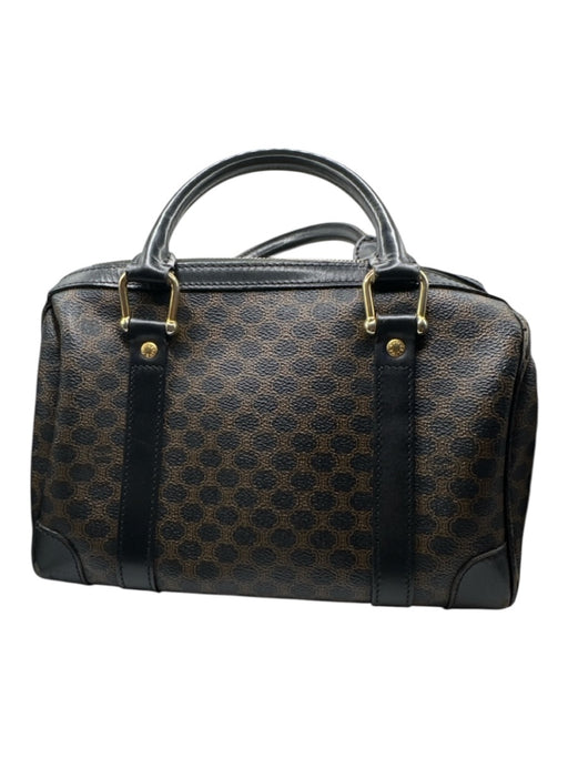 Celine Black & Brown Leather Logo Top Handle Boston Bag Bag Black & Brown / M