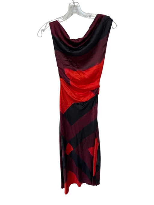 Staud Size 2 Black & Red Silk Sleeveless Color Block Cowl neck Side Zip Gown Black & Red / 2
