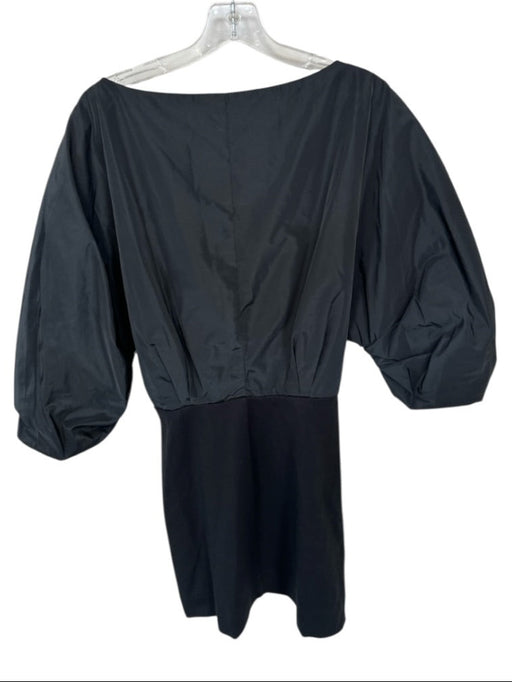 Staud Size 6 Black Rayon Blend 3/4 Balloon Sleeve Cross Over V Neck Dress Black / 6