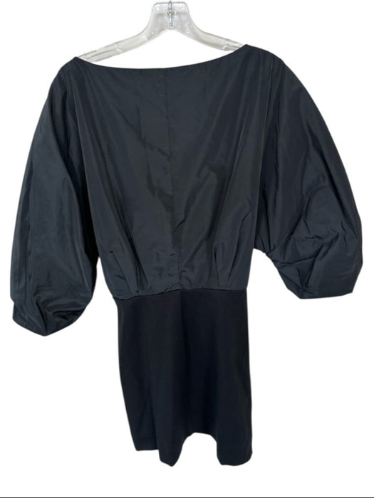 Staud Size 6 Black Rayon Blend 3/4 Balloon Sleeve Cross Over V Neck Dress Black / 6