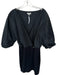 Staud Size 6 Black Rayon Blend 3/4 Balloon Sleeve Cross Over V Neck Dress Black / 6