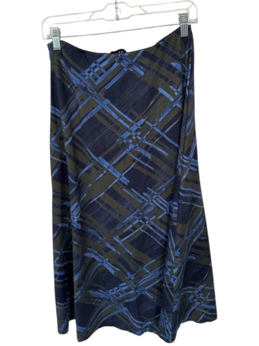 Tanya Taylor Size M Navy & Green Rayon Blend Elastic Waist Plaid Maxi Skirt Navy & Green / M