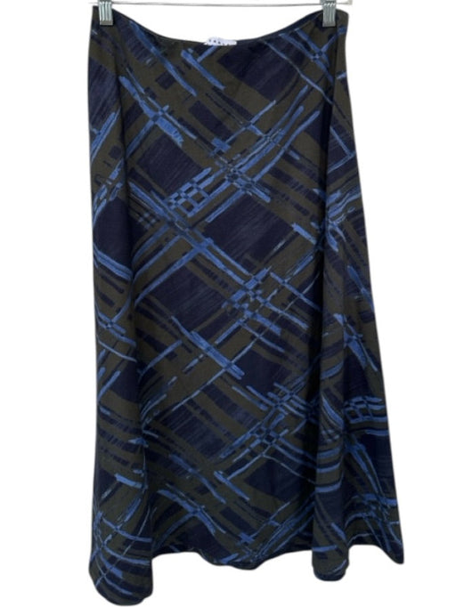 Tanya Taylor Size M Navy & Green Rayon Blend Elastic Waist Plaid Maxi Skirt Navy & Green / M