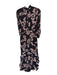 Misa Size L Black & Tan Polyester Long Balloon Sleeve Mock Neck Flowers Dress Black & Tan / L