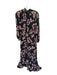 Misa Size L Black & Tan Polyester Long Balloon Sleeve Mock Neck Flowers Dress Black & Tan / L