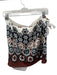 Tanya Taylor Size 8 Cream & Brown Polyester Side Zip Flowers Side Tie Mini Skirt Cream & Brown / 8