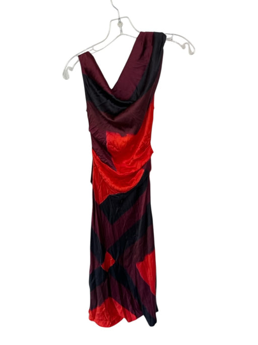 Staud Size 6 Black & Red Silk Sleeveless Color Block Cowl neck Gown Black & Red / 6