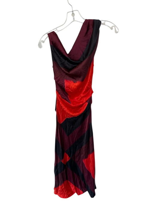 Staud Size 6 Black & Red Silk Sleeveless Color Block Cowl neck Gown Black & Red / 6