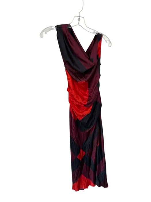Staud Size 6 Black & Red Silk Sleeveless Color Block Cowl neck Gown Black & Red / 6