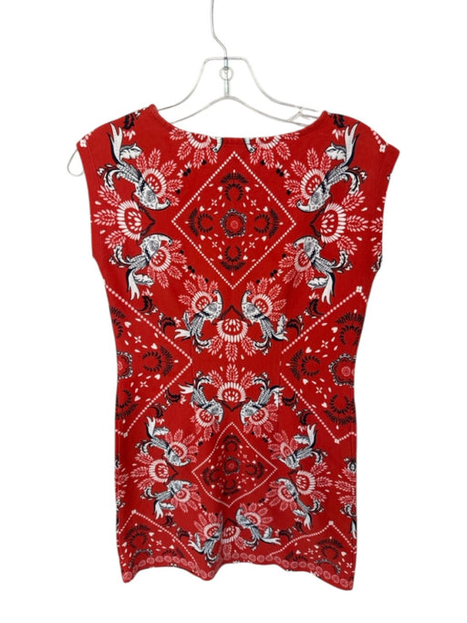 Talbots Size P Red & Black Cotton Cap Sleeve Bandana Print Mini Dress Red & Black / P
