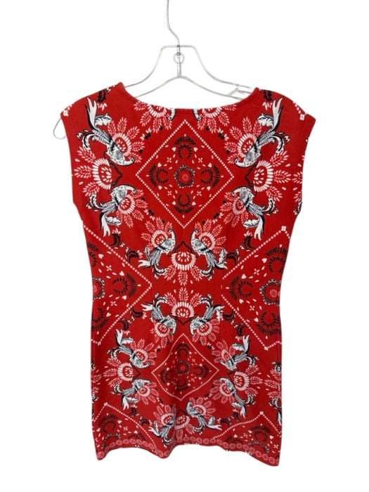 Talbots Size P Red & Black Cotton Cap Sleeve Bandana Print Mini Dress Red & Black / P