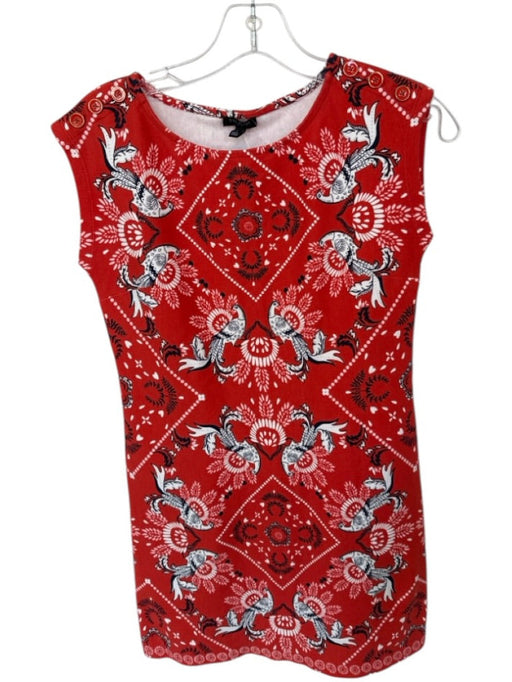 Talbots Size P Red & Black Cotton Cap Sleeve Bandana Print Mini Dress Red & Black / P