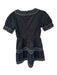 Milly Size 6 Black & White Cotton Short Sleeve Stitching Detail Back Zip Dress Black & White / 6