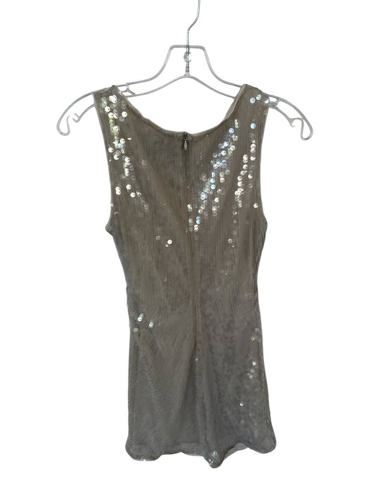 Staud Size S Gray Sequin Sleeveless Gathered Side Back Zip Dress Gray / S