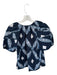 Ulla Johnson Size 0 Navy & white Cotton Short Balloon Sleeve Tie Dye Top Navy & white / 0