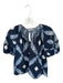Ulla Johnson Size 0 Navy & white Cotton Short Balloon Sleeve Tie Dye Top Navy & white / 0