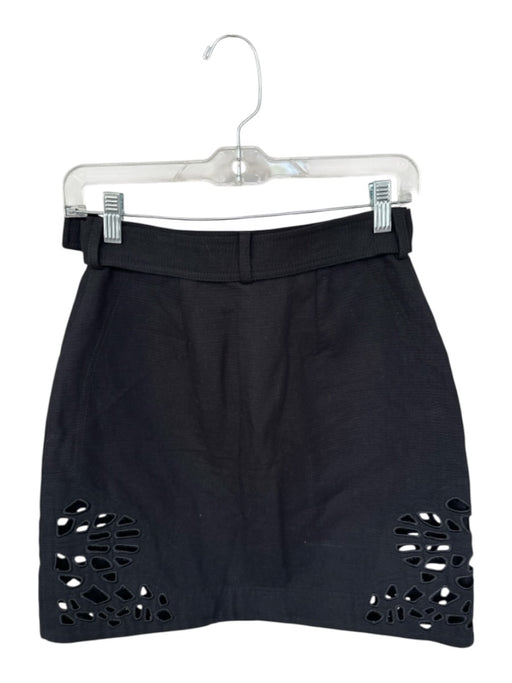 Acler Size 4 Black & Gold Cotton High Waist Belted Cut Out Side Skirt Black & Gold / 4