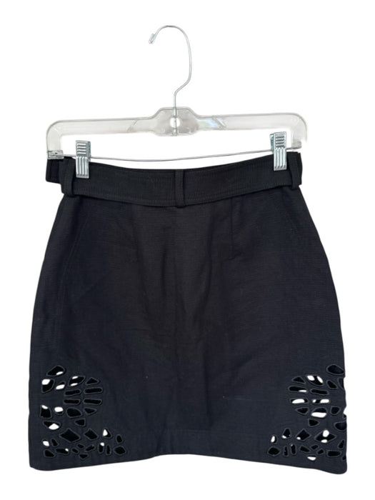 Acler Size 4 Black & Gold Cotton High Waist Belted Cut Out Side Skirt Black & Gold / 4