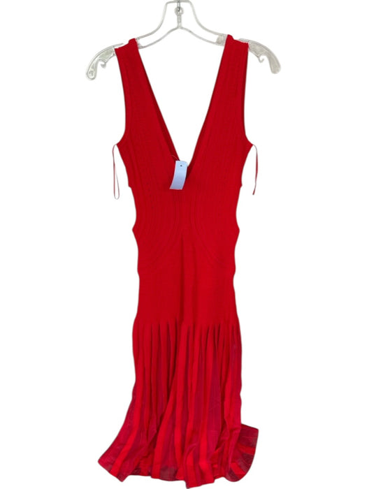Ronny Kobo Size S Tomato Sleeveless Perforated Cut Out Side Textured Dress Tomato / S