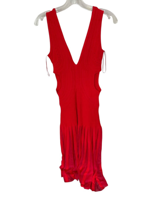 Ronny Kobo Size S Tomato Sleeveless Perforated Cut Out Side Textured Dress Tomato / S