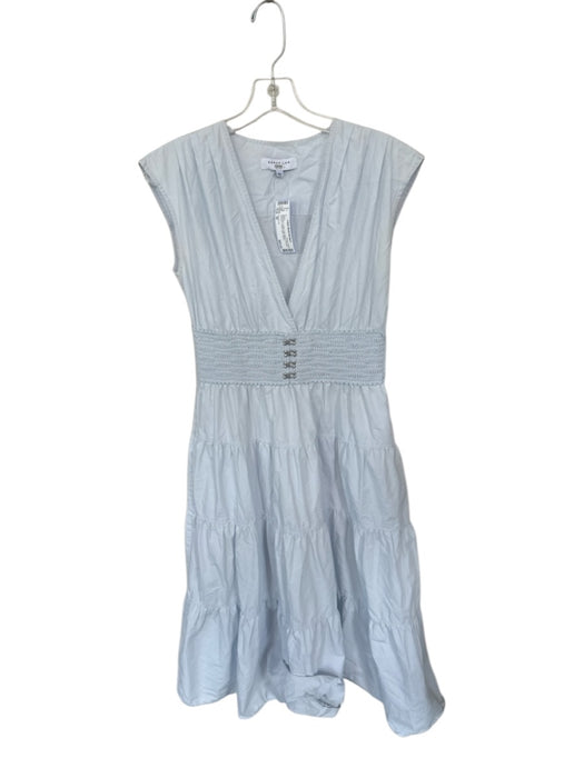 Derek Lam Size 40 Baby Blue Cotton Cap Sleeve Crochet Applique V Neck Maxi Dress Baby Blue / 40