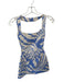 Suboo Size S Cream & Blue Cotton Halter Neck Swirls Mini Dress Cream & Blue / S