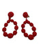 Sachin & Babi Red Beaded Clip Ons Round Beads Statement Earrings Red