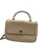 Lele Sadoughi Tan & Pearl Leather Faux Pearl Accent Front Flap Chain Strap Bag Tan & Pearl / S