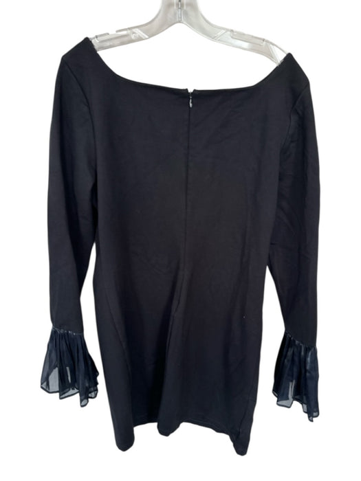 Staud Size XL Black Rayon Blend Boat Neck Long Bell Sleeve Dress Black / XL