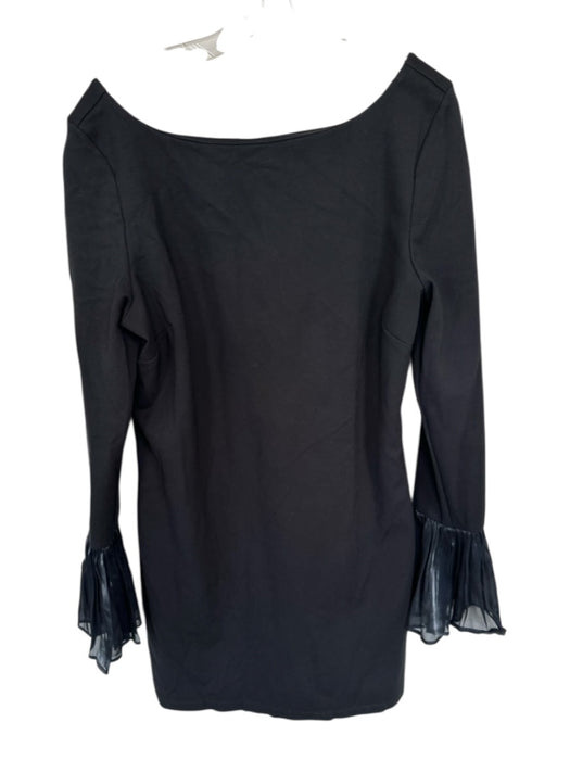 Staud Size XL Black Rayon Blend Boat Neck Long Bell Sleeve Dress Black / XL