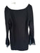 Staud Size XL Black Rayon Blend Boat Neck Long Bell Sleeve Dress Black / XL