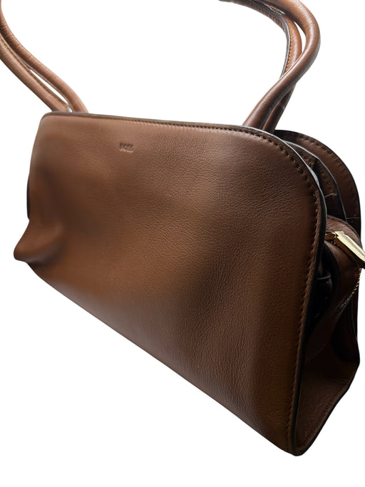 Boss Brown Leather Top Handles Zip Close Rectangle Bag Brown / S