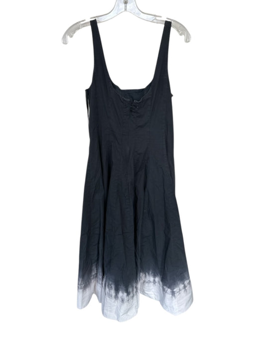Staud Size 10 Charcoal & White Cotton Sleeveless Tie Dye Back Zip Maxi Dress Charcoal & White / 10