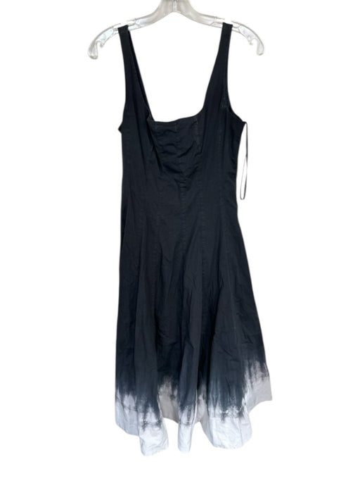 Staud Size 10 Charcoal & White Cotton Sleeveless Tie Dye Back Zip Maxi Dress Charcoal & White / 10