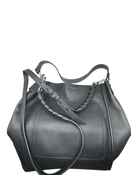 ALLSAINTS Black Leather Top Handle Crossbody Strap Magnetic Close Crossbody Bag Black / M