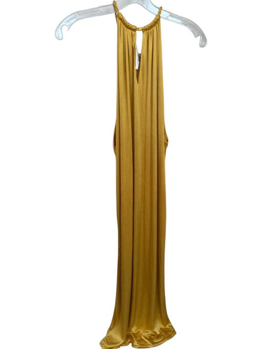 Ronny Kobo Size M Marigold Acetate Sleeveless Braided Straps Slit Maxi Dress Marigold / M