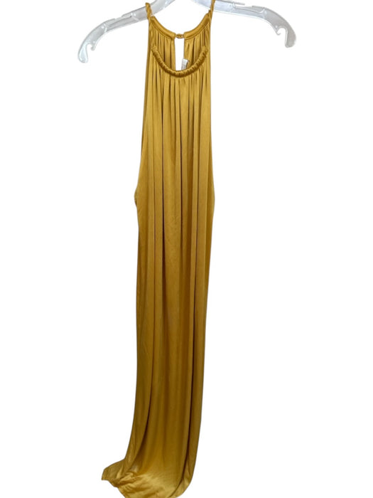 Ronny Kobo Size M Marigold Acetate Sleeveless Braided Straps Slit Maxi Dress Marigold / M