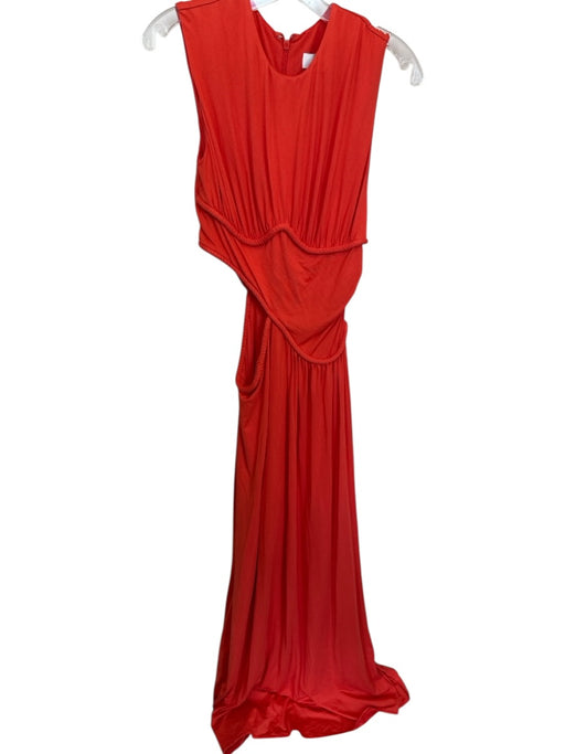 Misha Size 38 Orange Rayon Blend Sleeveless Piping Cut Out Side Gown Orange / 38