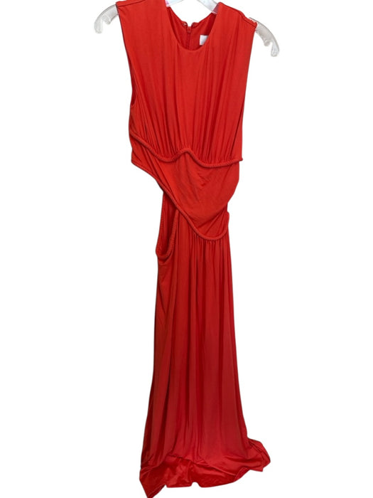 Misha Size 38 Orange Rayon Blend Sleeveless Piping Cut Out Side Gown Orange / 38