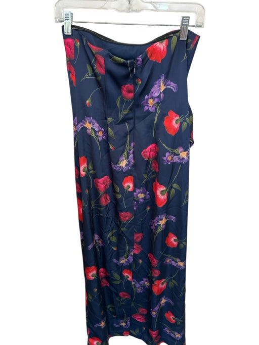 Sachin & Babi Size 2 Navy & Multi Polyester Strapless Botanical Front Bow Gown Navy & Multi / 2