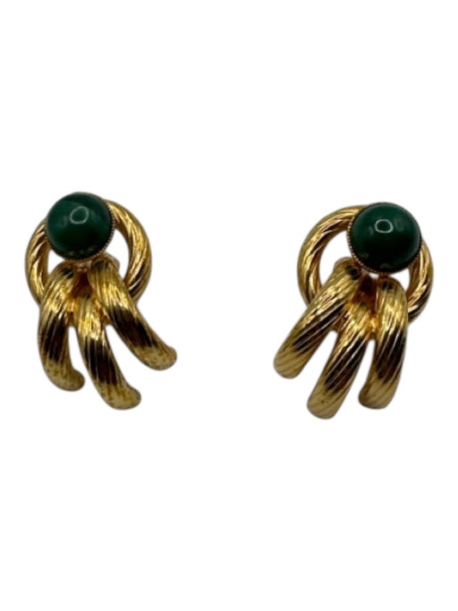 Destree Gold & Green Metal Tube Post Back Earrings Gold & Green