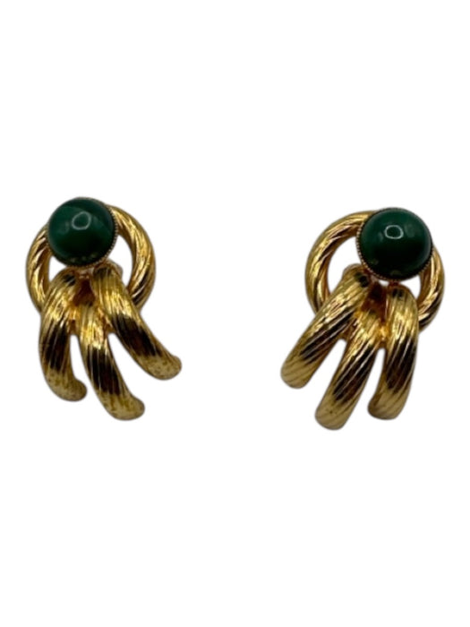 Destree Gold & Green Metal Tube Post Back Earrings Gold & Green