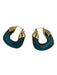 Lizzie Fortunato Gold & Teal Metal Lucite Hinge Hoops Earrings Gold & Teal