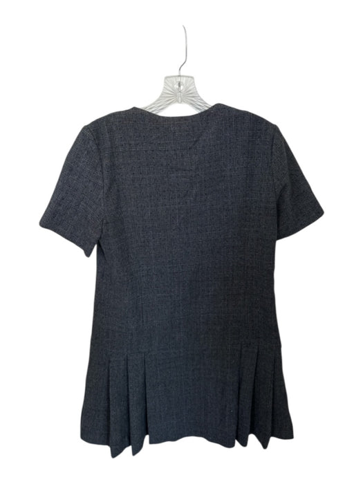 Sandro Size 38 Charcoal Short Sleeve Plaid Rhinestones Buttons Dress Charcoal / 38